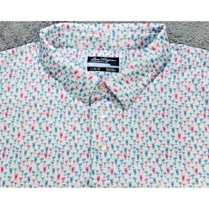 Ben Hogan Golf Shirt Men‎ L Pink Blue Cocktail Graphic SS Performance Pickleball